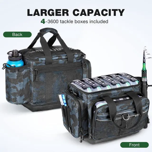 Alt view image 3 of 7 - Fishing Tackle Box, Waterproof 3600 and 3700 Tackle Trays, Plastic Tackle Box Organizer with Removable Dividers Storage Lure Box for Lures 1 and 4 Pack (Fishing Tackle Bags)