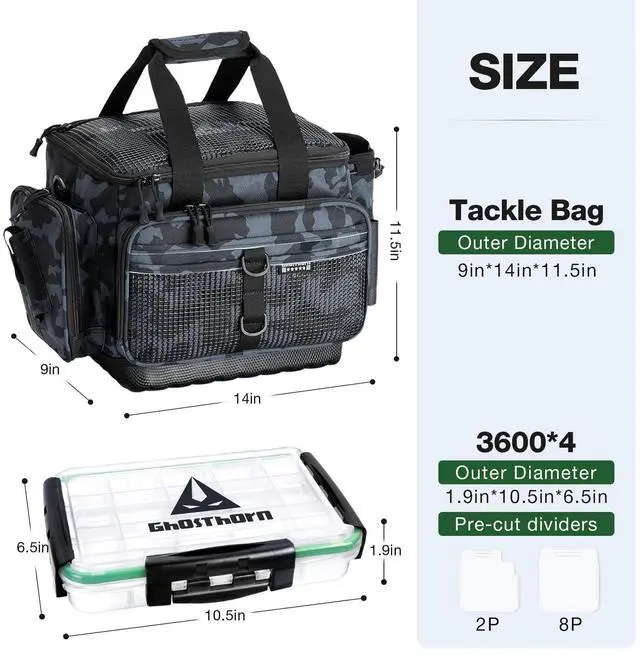 Alt view image 7 of 7 - Fishing Tackle Box, Waterproof 3600 and 3700 Tackle Trays, Plastic Tackle Box Organizer with Removable Dividers Storage Lure Box for Lures 1 and 4 Pack (Fishing Tackle Bags)