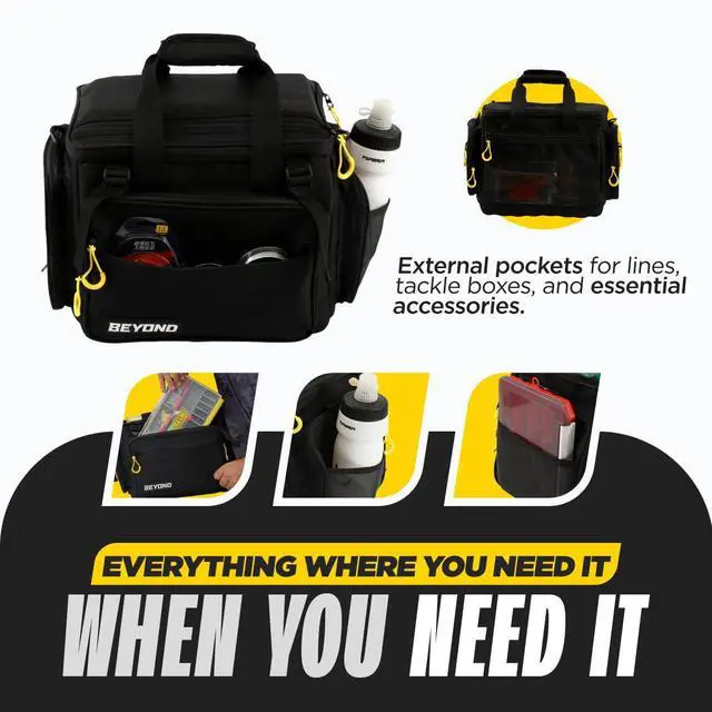 Alt view image 2 of 6 - Beyond Fishing Hauler Tackle Bags - Water Resistant With Hard Molded Bottom - Perfect for Fresh Water & Salt Water Fishing Tackle Storage - Holds Tackle Boxes and Fishing Gear