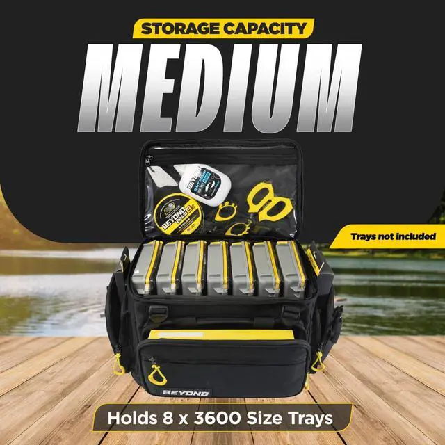 Alt view image 3 of 6 - Beyond Fishing Hauler Tackle Bags - Water Resistant With Hard Molded Bottom - Perfect for Fresh Water & Salt Water Fishing Tackle Storage - Holds Tackle Boxes and Fishing Gear