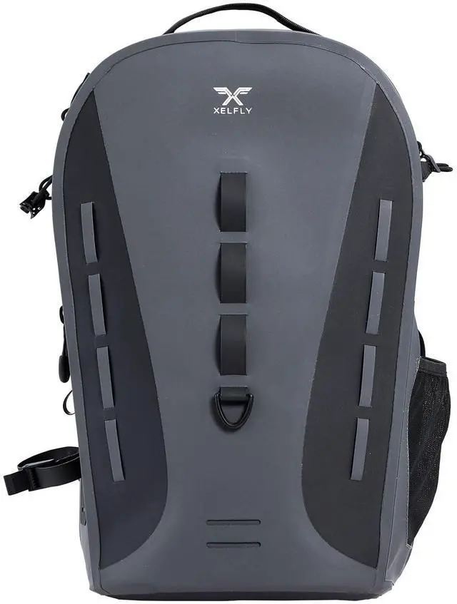 Main image of Waterproof Fishing Backpack G2 with Rod Holder, Inflatable Air Valve, Padded Waist Straps & Gear Loops - Submersible Zipper, Rugged Top Handle, Adjustable Attachments (Gray)