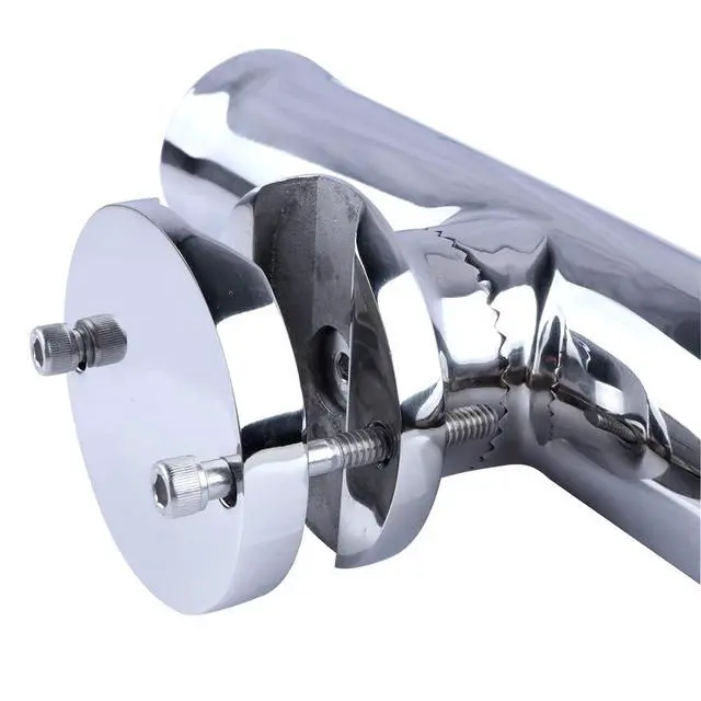 Alt view image 7 of 7 - (2X) 316 Stainless Tournament Style Boat Fishing Holder Clamp on Fishing Rod Holder for Boat 1-1/4" to 2" Rail Gimbal Pin at Bottom