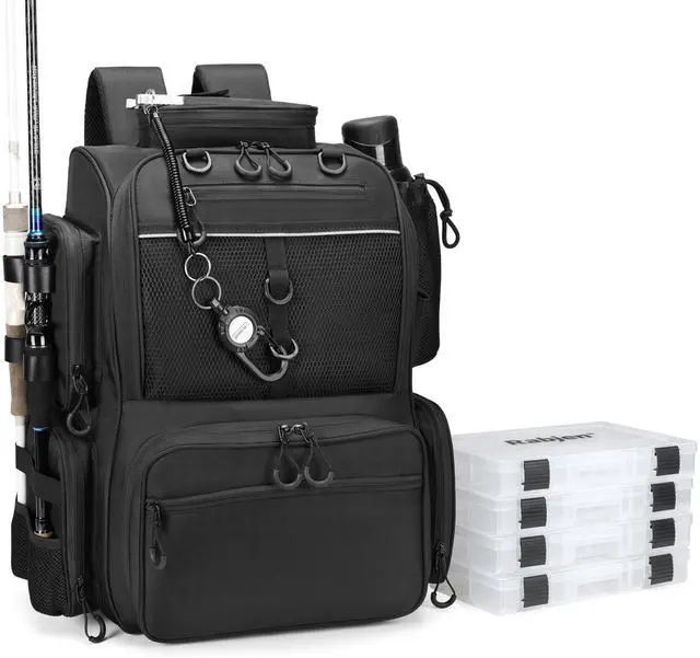 Main image of Fishing Tackle Backpack with Rod Holders, Bottle Holder, Storage Bag Store Fishing Gear