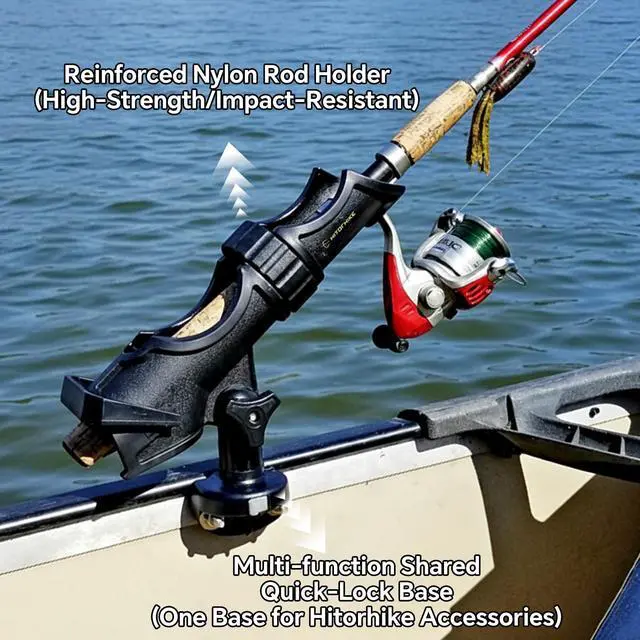 Alt view image 3 of 7 - Fishing Rod Holder Universal Fit Kit Allows for 360-degree Adjustment Kayak Fishing Boat Powerlock Rod Holder