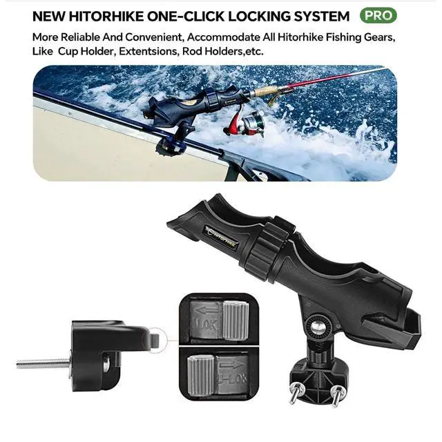 Alt view image 5 of 7 - Fishing Rod Holder Universal Fit Kit Allows for 360-degree Adjustment Kayak Fishing Boat Powerlock Rod Holder