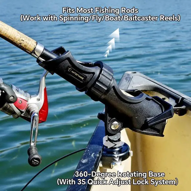 Alt view image 6 of 7 - Fishing Rod Holder Universal Fit Kit Allows for 360-degree Adjustment Kayak Fishing Boat Powerlock Rod Holder