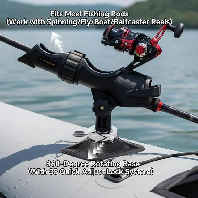 Alt view image 4 of 7 - Fishing Rod Holder Universal Fit Kit Allows for 360-degree Adjustment Kayak Fishing Boat Powerlock Rod Holder