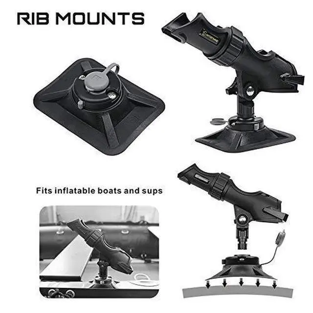 Alt view image 7 of 7 - Fishing Rod Holder Universal Fit Kit Allows for 360-degree Adjustment Kayak Fishing Boat Powerlock Rod Holder