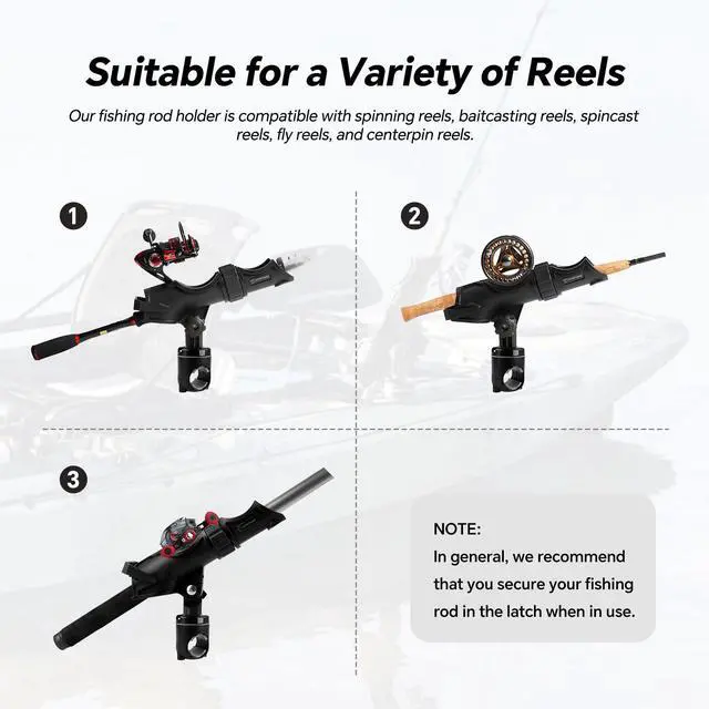 Alt view image 3 of 6 - Fishing Rod Holder Universal Fit Kit Allows for 360-degree Adjustment Kayak Fishing Boat Powerlock Rod Holder