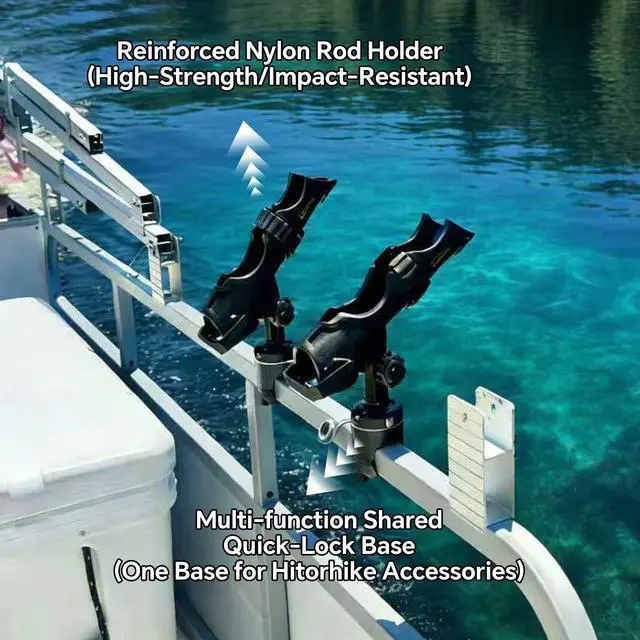 Alt view image 6 of 6 - Fishing Rod Holder Universal Fit Kit Allows for 360-degree Adjustment Kayak Fishing Boat Powerlock Rod Holder