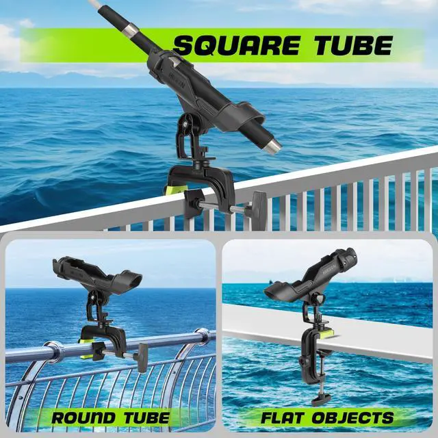 Alt view image 7 of 7 - Fishing Rod Holders for Boat, Upgraded Fishing Pole Holders with Enlarge Clamp for Most Rod, Adjustable Fishing Rod Rack Fit Round/Square Tubes