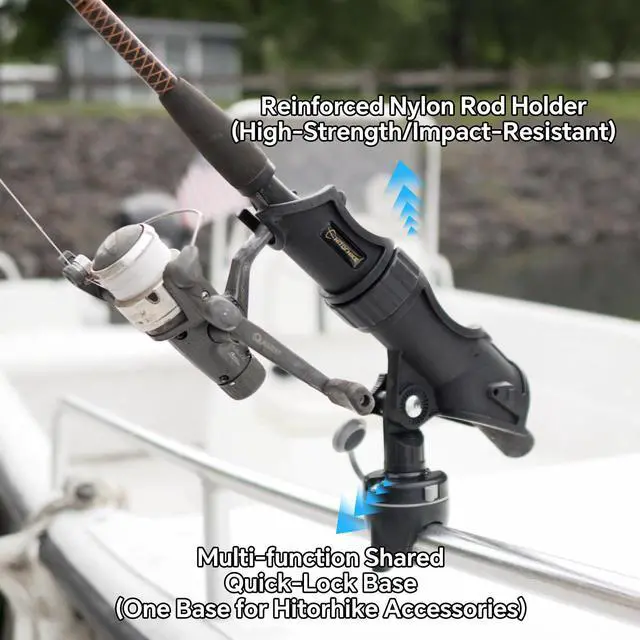 Alt view image 5 of 7 - Fishing Rod Holder Universal Fit Kit Allows for 360-degree Adjustment Kayak Fishing Boat Powerlock Rod Holder