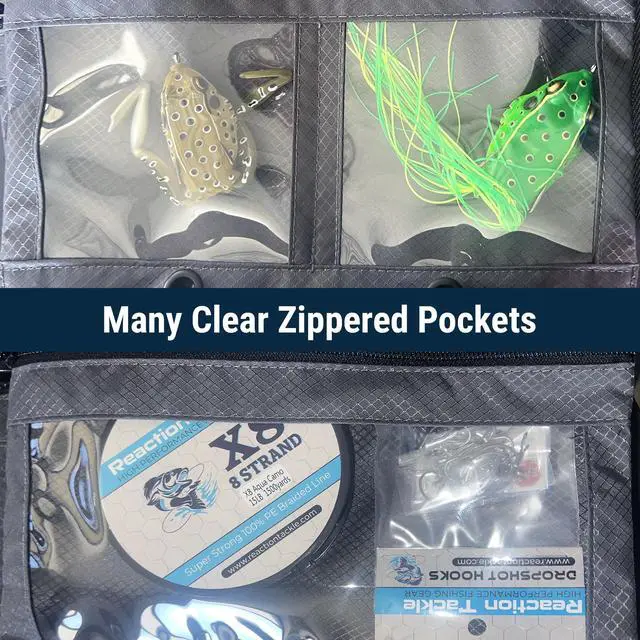 Alt view image 5 of 7 - Deluxe Bait Binder, Water Resistant Soft Bait Storage System for Soft Plastics and Rigs with Zippered Sleeves, Splash-Proof Binder