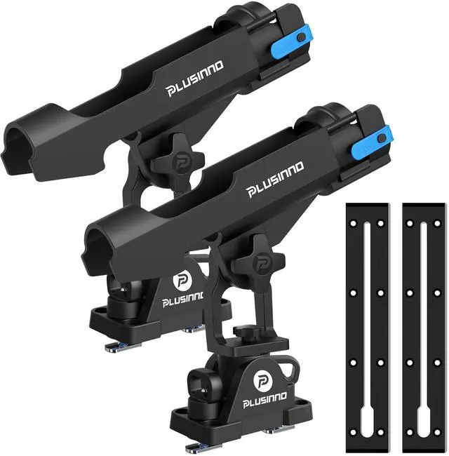 Main image of Kayak Fishing Rod Holder with Tracks, 2 in 1 Kayak Accessories | Fishing Rod Pole Holders for Boat, Track Mount / Deck Mount with Fishing Rod Protective Strap, Kayak Rail, Rotatable