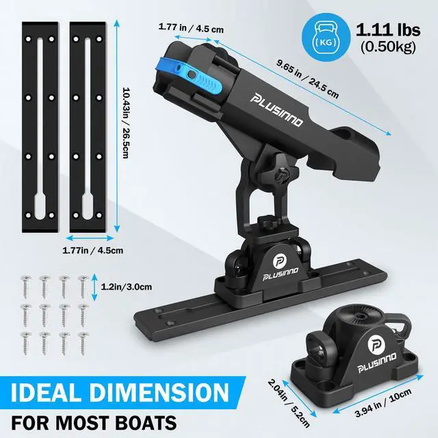Alt view image 5 of 7 - Kayak Fishing Rod Holder with Tracks, 2 in 1 Kayak Accessories | Fishing Rod Pole Holders for Boat, Track Mount / Deck Mount with Fishing Rod Protective Strap, Kayak Rail, Rotatable