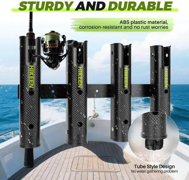 Alt view image 3 of 7 - Adjustable Fishing Rod Holder, 4 Tube Fishing Pole Holders Wall-Mounted Rod Rack for Boat Kayak Golf Cart Garage Crate Cooler Wagon RV