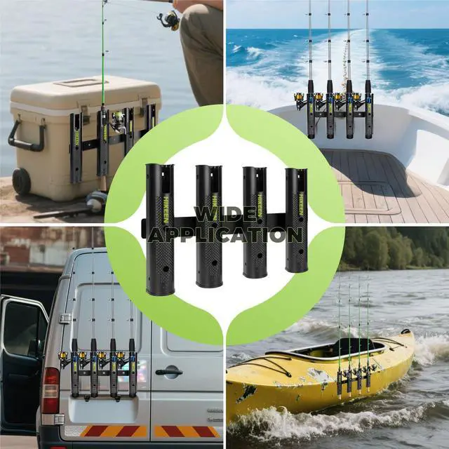 Alt view image 5 of 7 - Adjustable Fishing Rod Holder, 4 Tube Fishing Pole Holders Wall-Mounted Rod Rack for Boat Kayak Golf Cart Garage Crate Cooler Wagon RV