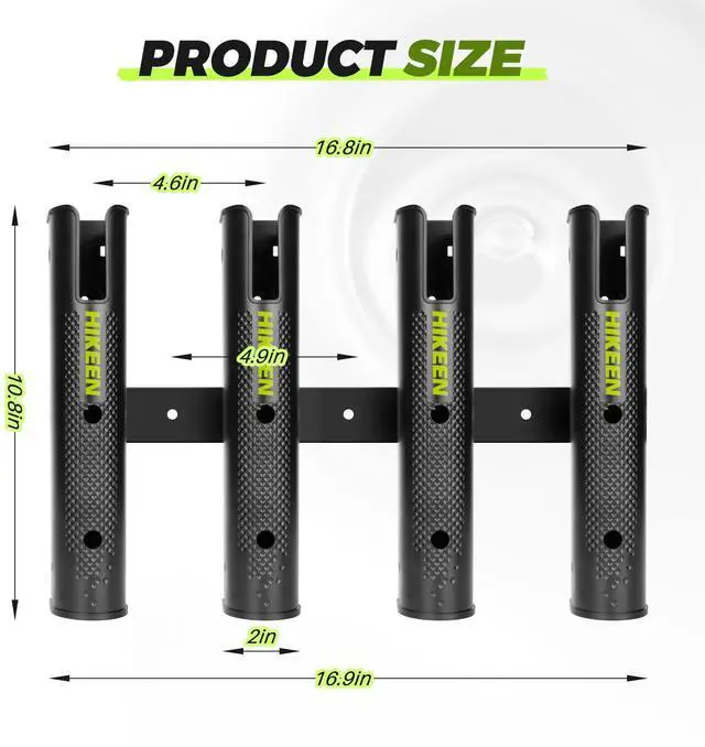 Alt view image 6 of 7 - Adjustable Fishing Rod Holder, 4 Tube Fishing Pole Holders Wall-Mounted Rod Rack for Boat Kayak Golf Cart Garage Crate Cooler Wagon RV