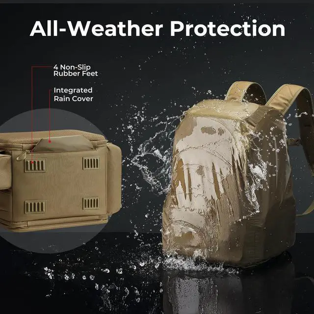 Alt view image 7 of 7 - 52L Fishing Tackle Backpack, 17 Pockets, Rod Holders & 4 Boxes | 52L, 17 compartments, 4 tackle boxes, Rain cover, Breathable support