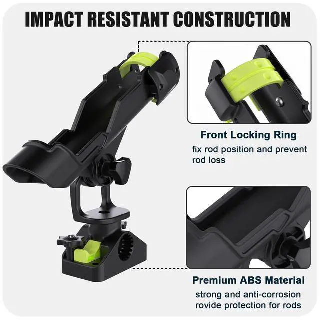 Alt view image 2 of 7 - Combo Mount Fishing Rod Holders - 360 Degree Adjustable Boat Rod Rack