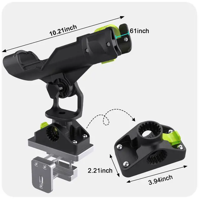 Alt view image 4 of 7 - Combo Mount Fishing Rod Holders - 360 Degree Adjustable Boat Rod Rack