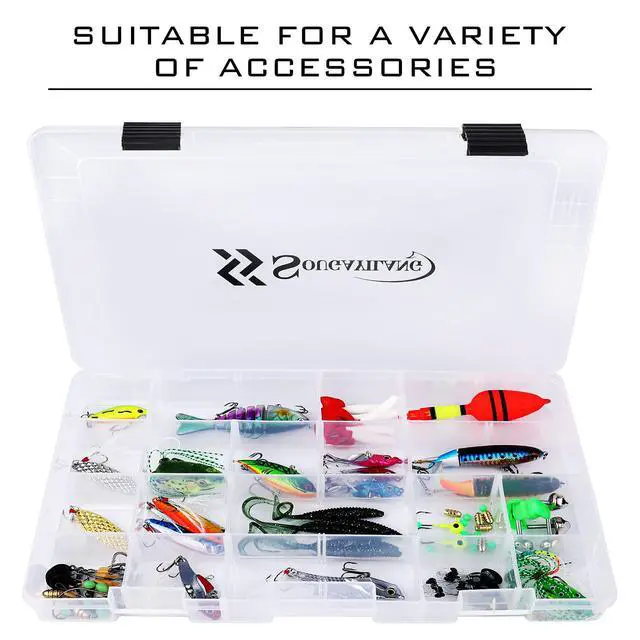 Alt view image 3 of 7 - Fishing Tackle Boxes - 3600 3700 Plastic Storage Organizer Box with Removable Dividers - Fishing Tackle Storage - 4 Packs Transparent Tackle Trays