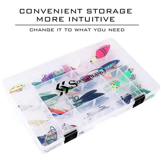 Alt view image 4 of 7 - Fishing Tackle Boxes - 3600 3700 Plastic Storage Organizer Box with Removable Dividers - Fishing Tackle Storage - 4 Packs Transparent Tackle Trays