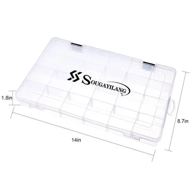 Alt view image 5 of 7 - Fishing Tackle Boxes - 3600 3700 Plastic Storage Organizer Box with Removable Dividers - Fishing Tackle Storage - 4 Packs Transparent Tackle Trays