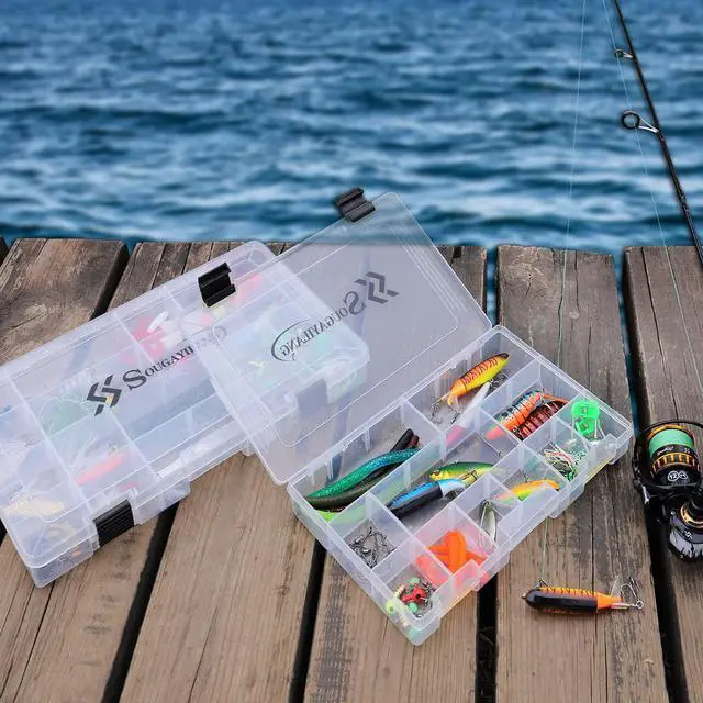 Alt view image 6 of 7 - Fishing Tackle Boxes - 3600 3700 Plastic Storage Organizer Box with Removable Dividers - Fishing Tackle Storage - 4 Packs Transparent Tackle Trays