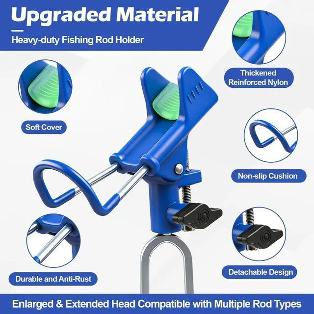 Alt view image 2 of 7 - Fishing Rod Holder for Ground, 2/4pcs Fishing Pole Holders for Ground, Bank Fishing Rod Holder with 360° Adjustable Extra Long Drill Stake Rod Stand for Catfish, Beach, Shore and Mud, Men's Gift