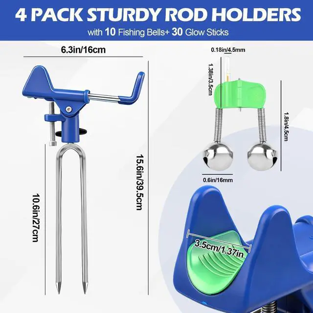 Alt view image 5 of 7 - Fishing Rod Holder for Ground, 2/4pcs Fishing Pole Holders for Ground, Bank Fishing Rod Holder with 360° Adjustable Extra Long Drill Stake Rod Stand for Catfish, Beach, Shore and Mud, Men's Gift