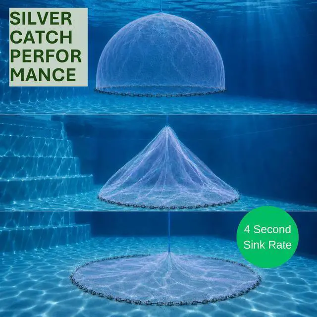 Alt view image 2 of 7 - Cast Nets 4.5ft-10ft Radius|3/8",1/2",1" Mesh for Fishing with Chain Bottom, Salt Water Casting Fishing Net Gear, Easy Throw Nets Fishing Bait - Elite Series