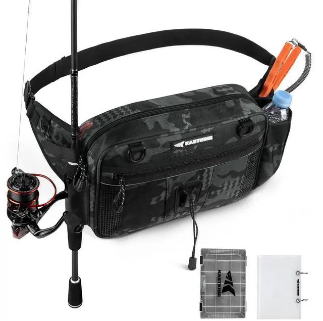 Main image of BaitSpace Waist Bag Waterproof Tackle Storage Bag With Adjustable Belt, Fishing Fanny Pack for Men, Soft Bait Organizer, 3600 Utility Box, Rod Holder, Nylon