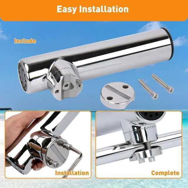 Alt view image 5 of 6 - 2 Pack Fishing Rod Holders for Boat Rail Mount, Stainless Steel Clamp on Rod Holder for Marine Boat, Fishing Boat, Pontoon, Jon Boat