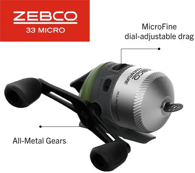 Alt view image 4 of 6 - 33 Micro Adventure Spincast Reel and Fishing Rod Combo, 36-Inch Telescopic Rod, Ultra-Light Power, Moderate Action, Silver/Green