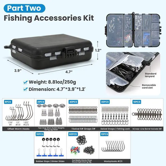 Alt view image 3 of 6 - Pro 3-Layer FishingTackle Box Kit with Accessories Set,Including Saltwater and Freshwater Lures,Tools,Spacious Storage,All-in-One Bass Fishing Gear Set & Gift for Men(339pcs Fishing Tackle Box)