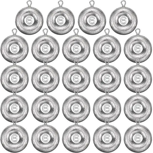 Main image of 24 Pieces Fishing Disc Sinkers Weights Disc Sinker Fishing Sinkers Weights for Saltwater Catfishing Trolling Surf Tackle