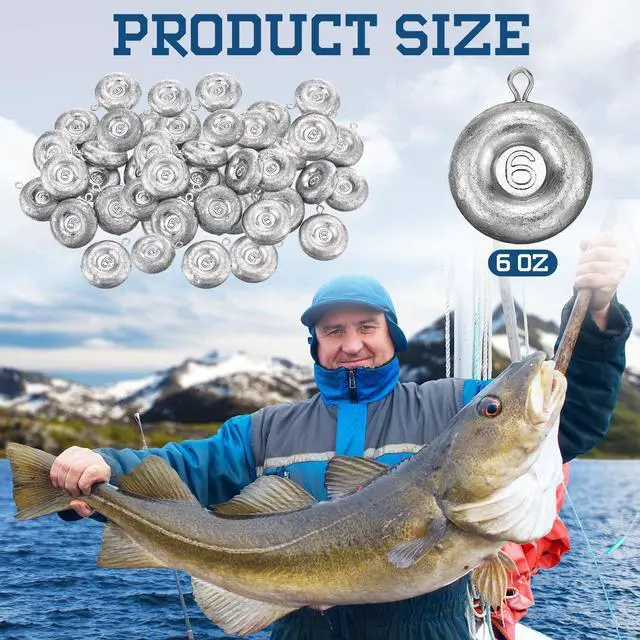 Alt view image 2 of 7 - 24 Pieces Fishing Disc Sinkers Weights Disc Sinker Fishing Sinkers Weights for Saltwater Catfishing Trolling Surf Tackle