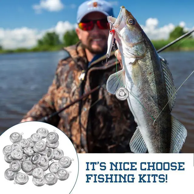 Alt view image 7 of 7 - 24 Pieces Fishing Disc Sinkers Weights Disc Sinker Fishing Sinkers Weights for Saltwater Catfishing Trolling Surf Tackle