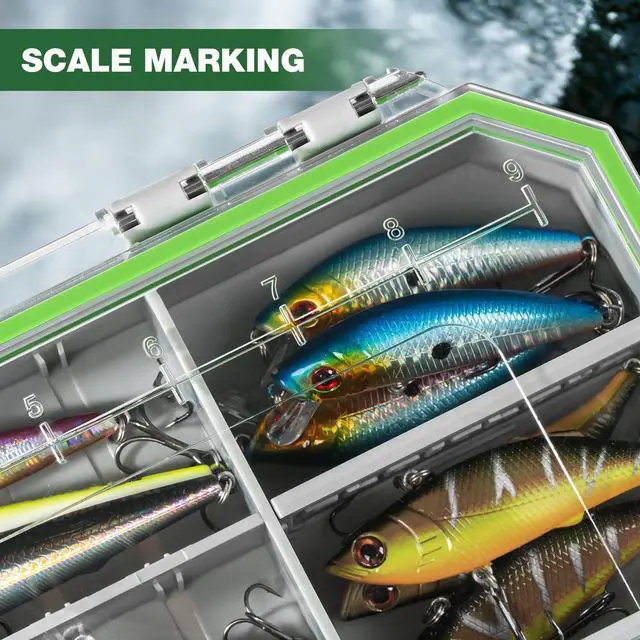 Alt view image 4 of 6 - Fishing Tackle Box, Waterproof 3600 and 3700 Tackle Trays, Plastic Tackle Box Organizer with Removable Dividers, Storage Lure Box and Terminal Tackle Storage