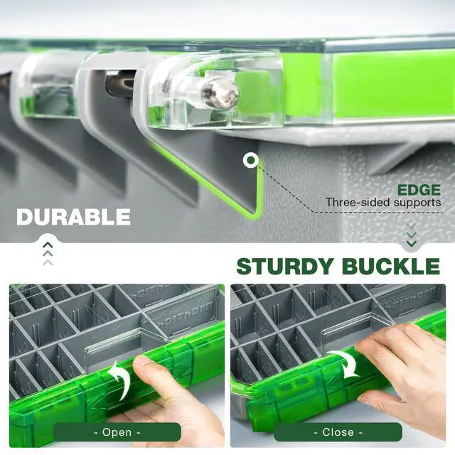 Alt view image 3 of 6 - Fishing Tackle Box, Waterproof 3600 and 3700 Tackle Trays, Plastic Tackle Box Organizer with Removable Dividers, Storage Lure Box and Terminal Tackle Storage