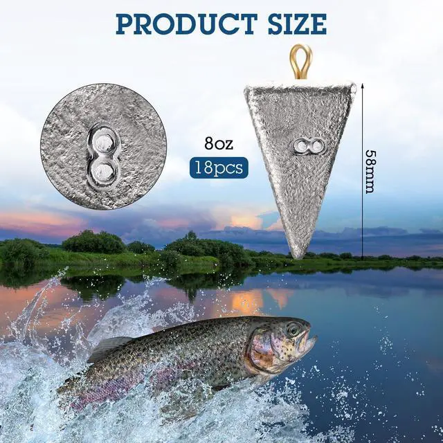Alt view image 2 of 6 - 18 Pieces Pyramid Sinkers Fishing Weights Triangle Fishing Sinkers Rig Pyramid Sinker for Ocean Saltwater Surf Bass Casting Gear Tackle