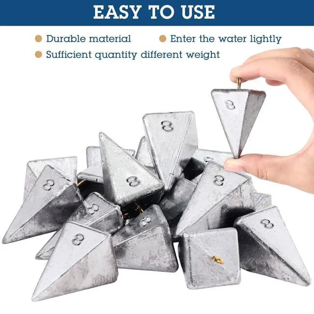 Alt view image 5 of 6 - 18 Pieces Pyramid Sinkers Fishing Weights Triangle Fishing Sinkers Rig Pyramid Sinker for Ocean Saltwater Surf Bass Casting Gear Tackle