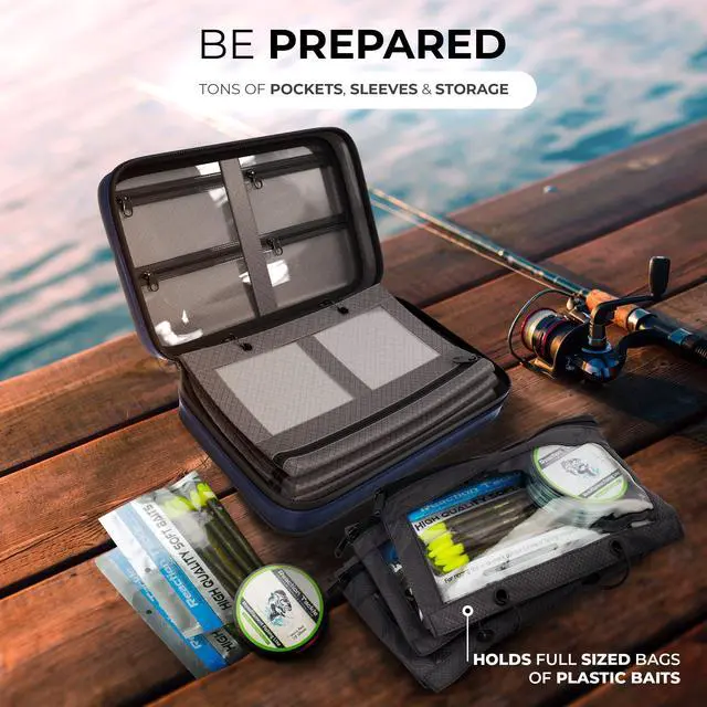 Alt view image 7 of 7 - Deluxe Bait Binder, Water Resistant Soft Bait Storage System for Soft Plastics and Rigs with Zippered Sleeves, Deluxe Bait Binder