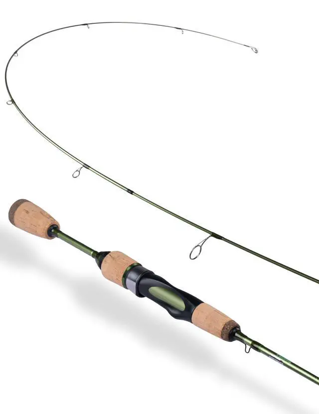 Main image of Wild Streams Ultralight Spinning&Casting Trout Rod, 2-Piece Fishing Rod for Crappie, Panfish & Micro Fishing, Green Carbon Fiber Blank with Cork Handle, 56/6/66/7