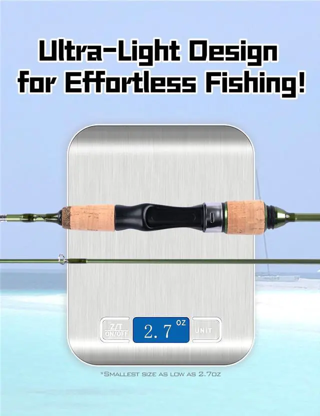 Alt view image 4 of 7 - Wild Streams Ultralight Spinning&Casting Trout Rod, 2-Piece Fishing Rod for Crappie, Panfish & Micro Fishing, Green Carbon Fiber Blank with Cork Handle, 56/6/66/7