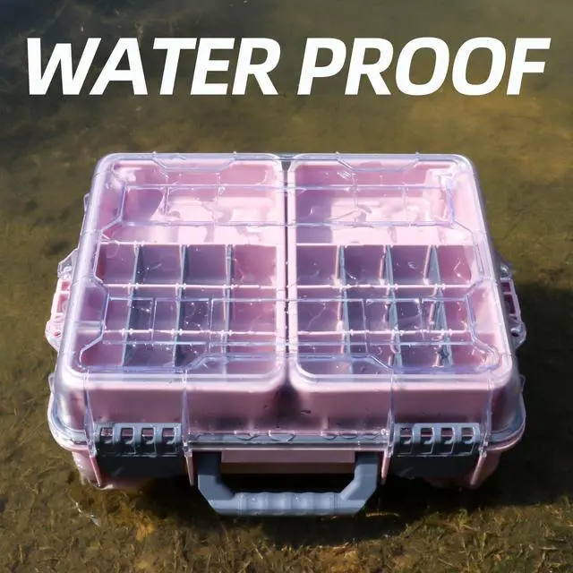 Alt view image 4 of 6 - Universal Fishing Tackle Box with Two Small Tackle Tray, Removal Inside Design Waterproof Trunk Storage Box, Thicker Floating Airtight Stowaway, Xmas Surprise Fishing Gifts for Men Women