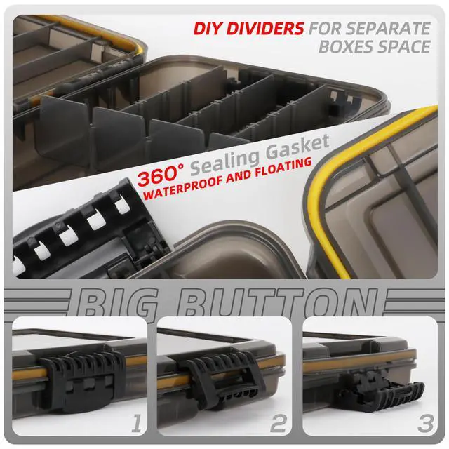 Alt view image 3 of 7 - Fishing Tackle Box, Waterproof Tray for Jigs Lures, Thicker Floating Tackle Utility Box with Adjustable Dividers, 3600/3700/Large 3700 Size