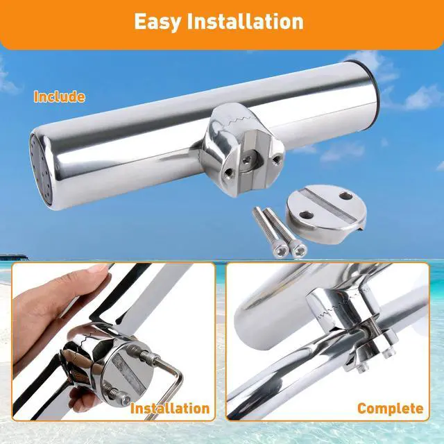 Alt view image 5 of 6 - 2 Pack Fishing Rod Holders for Boat Rail Mount, Stainless Steel Clamp on Rod Holder for Marine Boat, Fishing Boat, Pontoon, Jon Boat