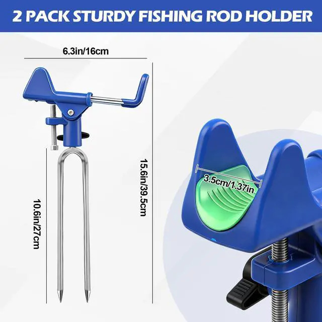 Alt view image 5 of 7 - Fishing Rod Holder for Ground, 2/4pcs Fishing Pole Holders for Ground, Bank Fishing Rod Holder with 360° Adjustable Extra Long Drill Stake Rod Stand for Catfish, Beach, Shore and Mud, Men's Gift